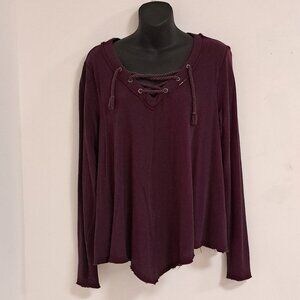 Free People We The Free Purple Lace Tie Long Sleeve Shirt Misses Size Small